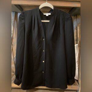 Nine West Black Button-Down Blouse W/Gold -Tone Buttons - Size M